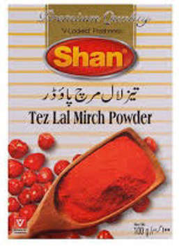 Show details for SHAN TEZ LAL MIRCH POWDER 100GM Picture of SHAN TEZ LAL MIRCH POWDER 100GM